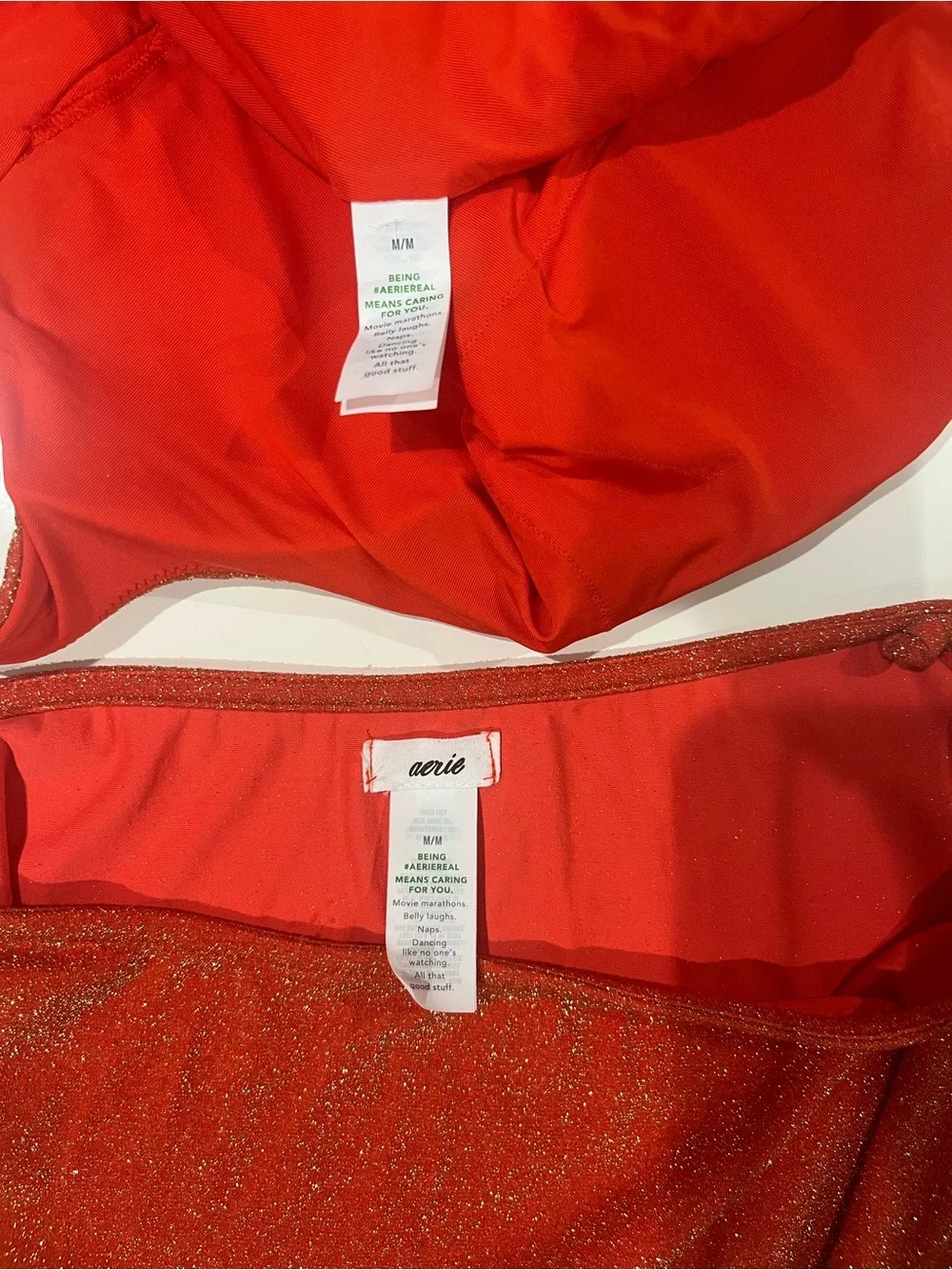 aerie Sparkle Red One-Piece Swimsuit & coverup